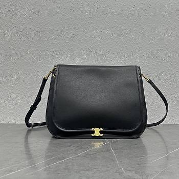 Celine Soft Triomphe Besace In Supple Shiny Lambskin Black - 34x25x13cm