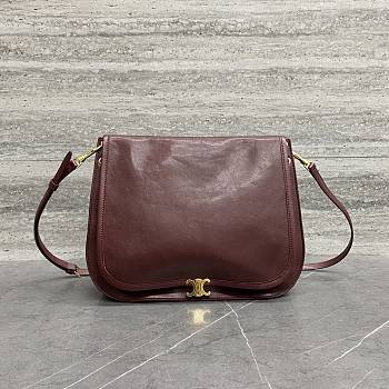 Celine Soft Triomphe Besace In Supple Shiny Lambskin Syrah - 34x25x13cm