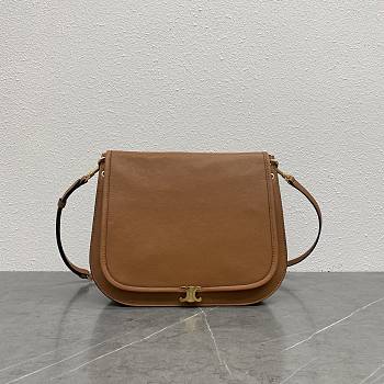 Celine Soft Triomphe Besace In Supple Shiny Lambskin Brown - 34x25x13cm