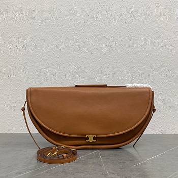 Celine Halfmoon Soft Triomphe Bag In Supple Shiny Lambskin Brown - 46x19x10cm
