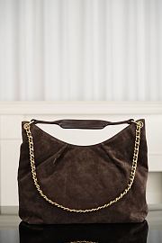 Chanhel Maxi Hobo Bag Suede Calfskin Lambskin & Gold-Tone Metal Dark Brown - 38x35x14cm - 5