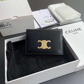 Celine Bi-Fold Card Holder In Shiny Calfskin Black - 10x7.5x1cm