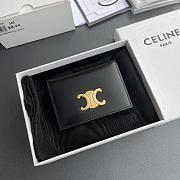 Celine Bi-Fold Card Holder In Shiny Calfskin Black - 10x7.5x1cm - 6