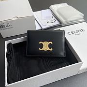 Celine Bi-Fold Card Holder In Shiny Calfskin Black - 10x7.5x1cm - 5