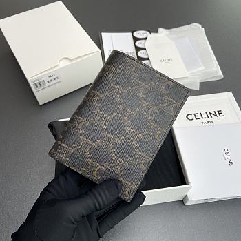 Celine Compact Wallet In Triomphe Canvas Black - 8.5x10.5x2cm