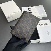 Celine Compact Wallet In Triomphe Canvas Black - 8.5x10.5x2cm - 2