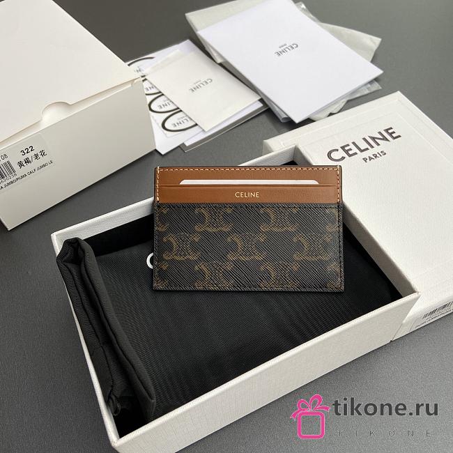Celine Medium Card Holder In Triomphe Canvas And Calfskin - 11x7x0.5cm - 1
