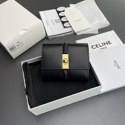 Celine Small Trifold Wallet 16 In Satinated Calfskin Black - 10.5x9.5x4cm - 1