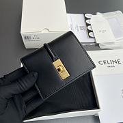 Celine Small Trifold Wallet 16 In Satinated Calfskin Black - 10.5x9.5x4cm - 4
