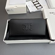 Celine Large Zipped Wallet Cuir Triomphe In Smooth Calfskin Black - 19×10×2cm - 1