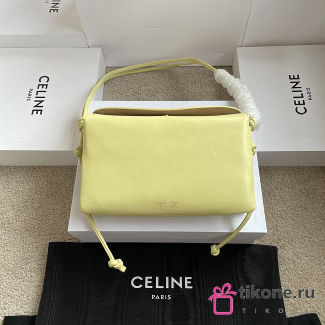 Celine Trio Flap In Smooth Lambskin Citrus - 22.5x13x3.5cm - 1