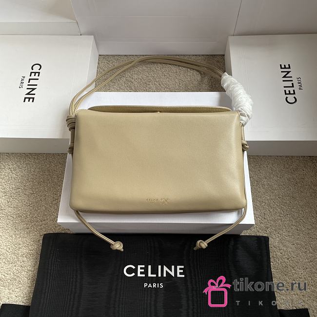 Celine Trio Flap In Smooth Lambskin Beige - 22.5x13x3.5cm - 1