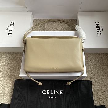 Celine Trio Flap In Smooth Lambskin Beige - 22.5x13x3.5cm