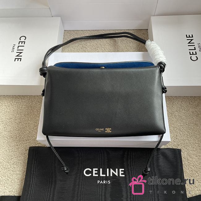 Celine Trio Flap In Smooth Lambskin Black - 22.5x13x3.5cm - 1