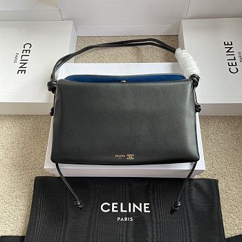 Celine Trio Flap In Smooth Lambskin Black - 22.5x13x3.5cm