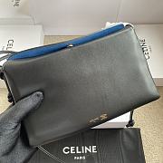 Celine Trio Flap In Smooth Lambskin Black - 22.5x13x3.5cm - 4