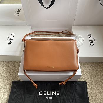 Celine Trio Flap In Smooth Lambskin Brown - 22.5x13x3.5cm