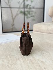 Chanel Mini Hobo Bag Suede Calfskin Turtoise Shell Effect Plexi & Gold Tone Metal Brown - 12x9x5cm - 6