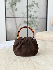 Chanel Mini Hobo Bag Suede Calfskin Turtoise Shell Effect Plexi & Gold Tone Metal Brown - 12x9x5cm - 5