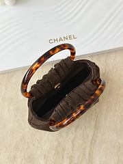 Chanel Mini Hobo Bag Suede Calfskin Turtoise Shell Effect Plexi & Gold Tone Metal Brown - 12x9x5cm - 3