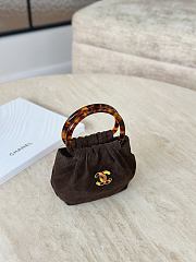 Chanel Mini Hobo Bag Suede Calfskin Turtoise Shell Effect Plexi & Gold Tone Metal Brown - 12x9x5cm - 2