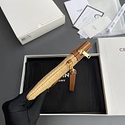 Celine Small Pouch With Strap Cuir Triomphe In Raffia Effect Textile And Calfskin - 25x17.5x1cm - 5