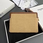 Celine Small Pouch With Strap Cuir Triomphe In Raffia Effect Textile And Calfskin - 25x17.5x1cm - 4