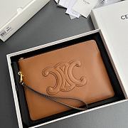 Celine Small Pouch With Strap Cuir Triomphe In Smooth Calfskin Brown - 25x17.5x1cm - 3