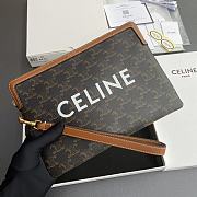 Celine Small Pouch With Strap Cuir Triomphe In Triomphe Canvas With Celine Print - 25x17.5x1cm - 2
