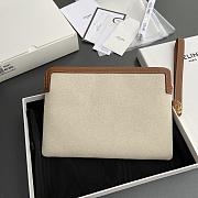 Celine Small Pouch With Strap In Textile With Anchor Embroidery And Calfskin - 25x17.5x1cm - 6