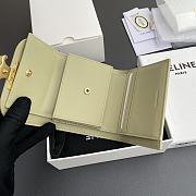 Celine Small Flap Wallet Triomphe In Shiny Calfskin Almond Green - 10.5x8.5x4cm - 2