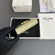 Celine Small Flap Wallet Triomphe In Shiny Calfskin Almond Green - 10.5x8.5x4cm - 4
