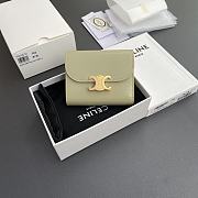 Celine Small Flap Wallet Triomphe In Shiny Calfskin Almond Green - 10.5x8.5x4cm - 6