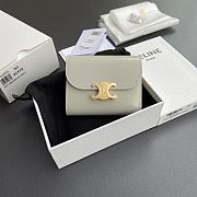 Celine Small Flap Wallet Triomphe In Shiny Calfskin Light Stone Gray - 10.5x8.5x4cm - 3