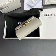 Celine Small Flap Wallet Triomphe In Shiny Calfskin Light Stone Gray - 10.5x8.5x4cm - 2