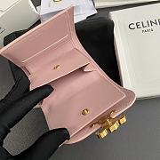 Celine Small Flap Wallet Triomphe In Shiny Calfskin Pink - 10.5x8.5x4cm - 6