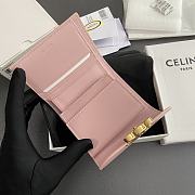 Celine Small Flap Wallet Triomphe In Shiny Calfskin Pink - 10.5x8.5x4cm - 5