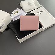 Celine Small Flap Wallet Triomphe In Shiny Calfskin Pink - 10.5x8.5x4cm - 2