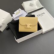 Celine Small Flap Wallet Triomphe In Shiny Calfskin Yellow - 10.5x8.5x4cm - 1