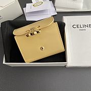 Celine Small Flap Wallet Triomphe In Shiny Calfskin Yellow - 10.5x8.5x4cm - 4