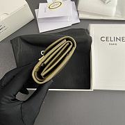 Celine Small Flap Wallet Triomphe In Shiny Calfskin Olive - 10.5x8.5x4cm - 3