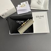 Celine Small Flap Wallet Triomphe In Shiny Calfskin Green - 10.5x8.5x4cm - 6