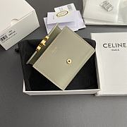 Celine Small Flap Wallet Triomphe In Shiny Calfskin Green - 10.5x8.5x4cm - 4