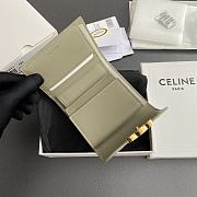 Celine Small Flap Wallet Triomphe In Shiny Calfskin Green - 10.5x8.5x4cm - 3