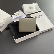 Celine Small Flap Wallet Triomphe In Shiny Calfskin Green - 10.5x8.5x4cm - 2