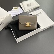 Celine Small Flap Wallet Triomphe In Shiny Calfskin Pebble - 10.5x8.5x4cm - 1