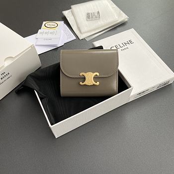 Celine Small Flap Wallet Triomphe In Shiny Calfskin Pebble - 10.5x8.5x4cm