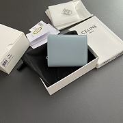 Celine Small Flap Wallet Triomphe In Shiny Calfskin Blue - 10.5x8.5x4cm - 3