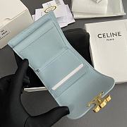 Celine Small Flap Wallet Triomphe In Shiny Calfskin Blue - 10.5x8.5x4cm - 2