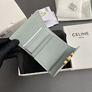 Celine Small Flap Wallet Triomphe In Shiny Calfskin Light Blue - 10.5x8.5x4cm - 2